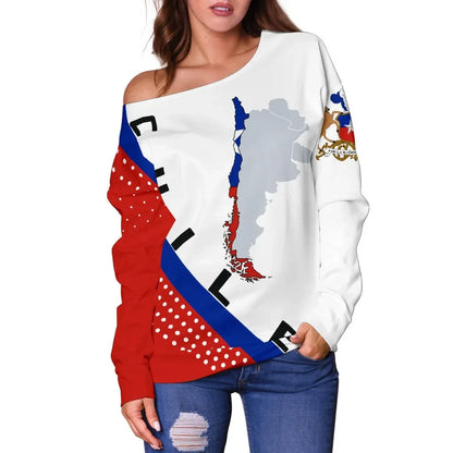 Chile Map Generation Ii Off Shoulder Sweater
