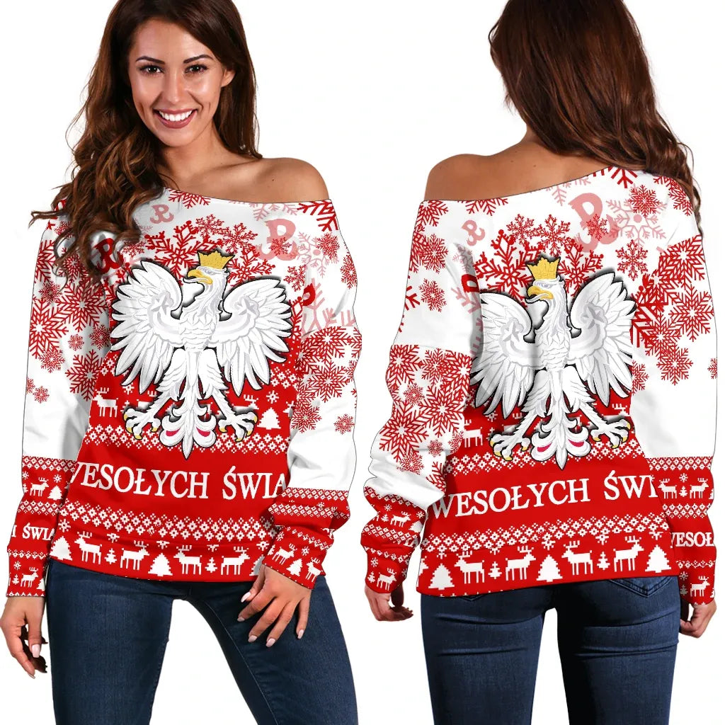 Polska Christmas Women's Off Shoulder Sweater