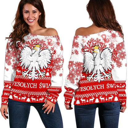 Polska Christmas Women's Off Shoulder Sweater