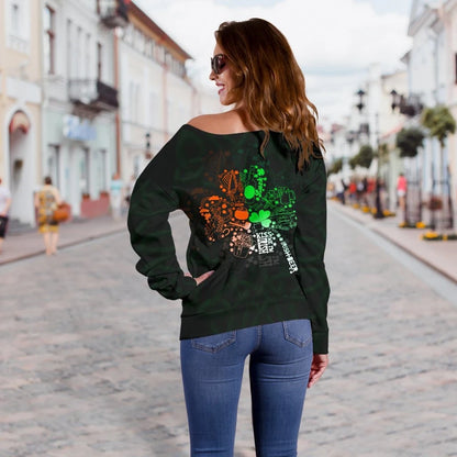Ireland Women's Off Shoulder Sweater Ireland Shamrock St.Patrick Day Style