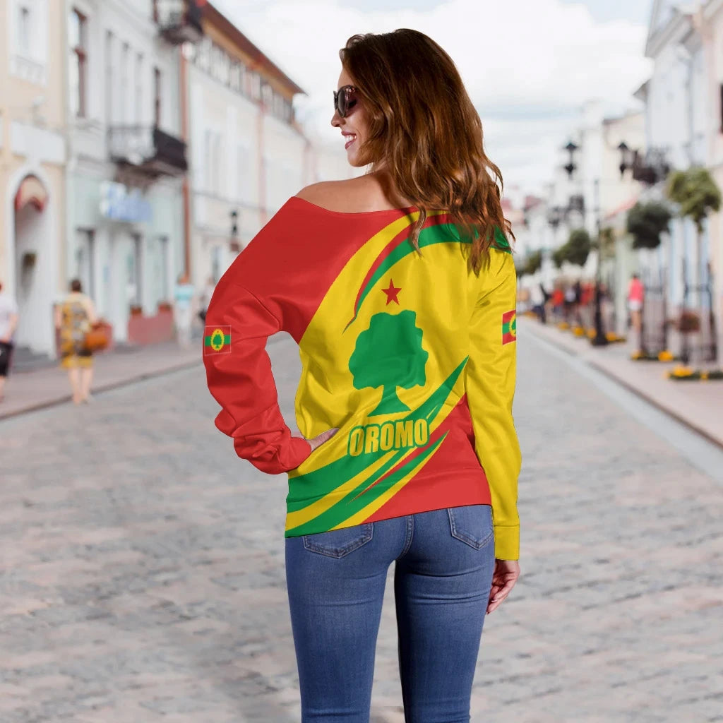 Oromo Off Shoulder Sweater Flag Fantasy
