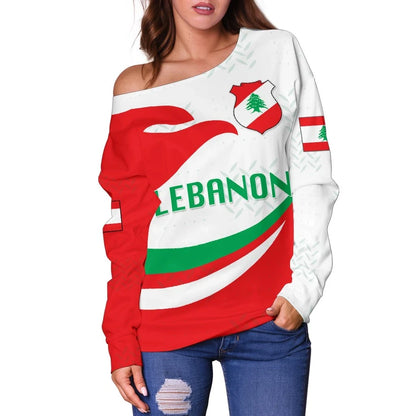 Lebanon Women Off Shoulder Sweater Proud Version