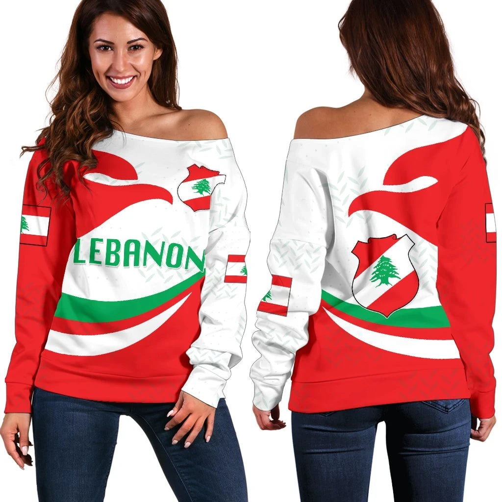 Lebanon Women Off Shoulder Sweater Proud Version