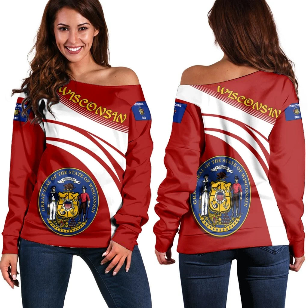 Wisconsin Coat Of Arms Shoulder Sweater Cricket