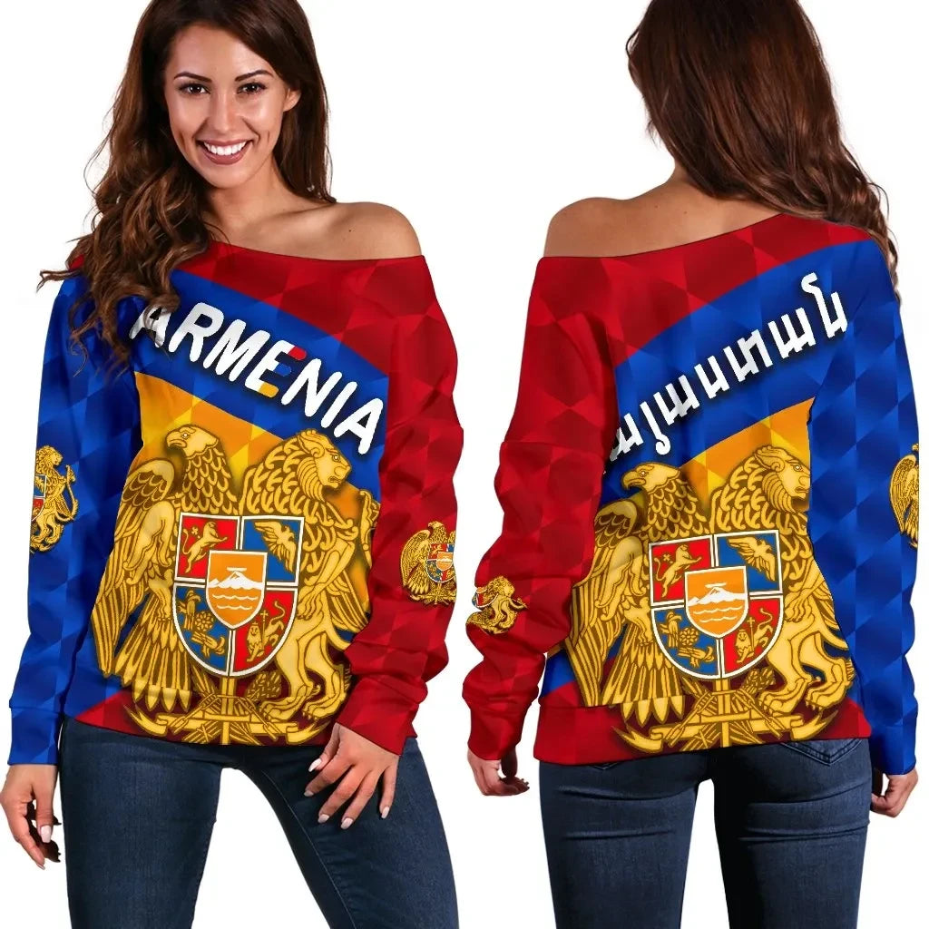 Armenia Women Off Shoulder Sweater Sporty Style