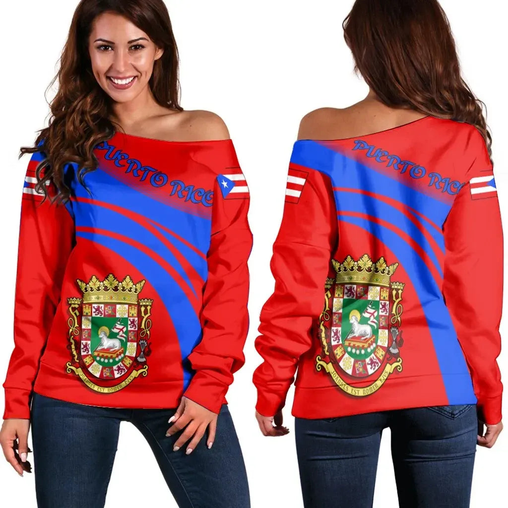 Puerto Rico Coat Of Arms Shoulder Sweater Cricket