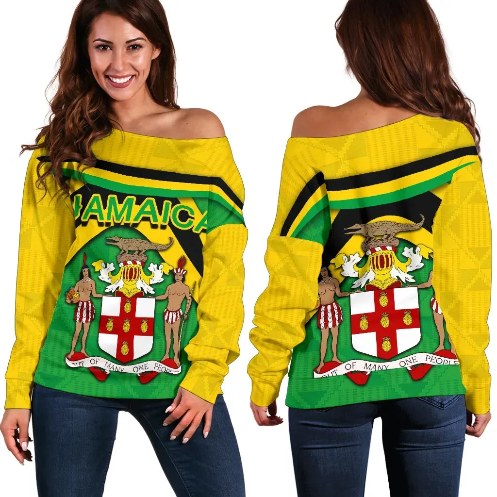 Jamaica Women Off Shoulder Sweater Vibes Version