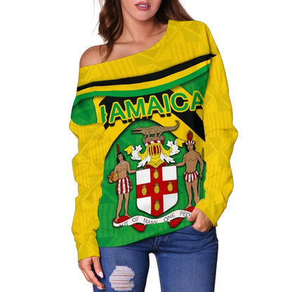 Jamaica Women Off Shoulder Sweater Vibes Version