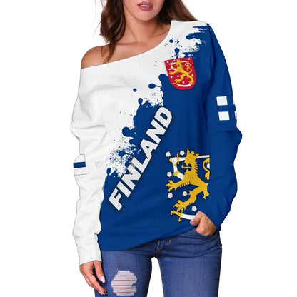 Finland Women Off Shoulder Sweater Smudge Version