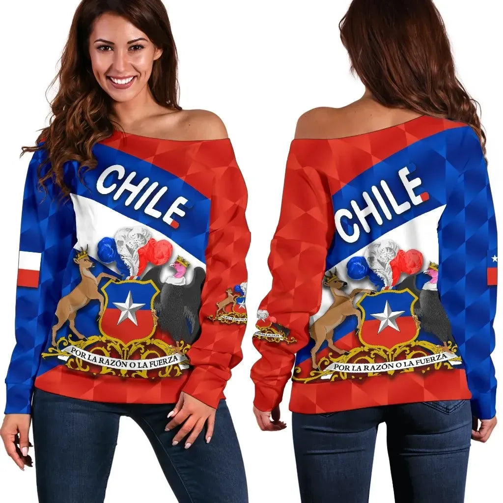 Chile Women Off Shoulder Sweater Sporty Style