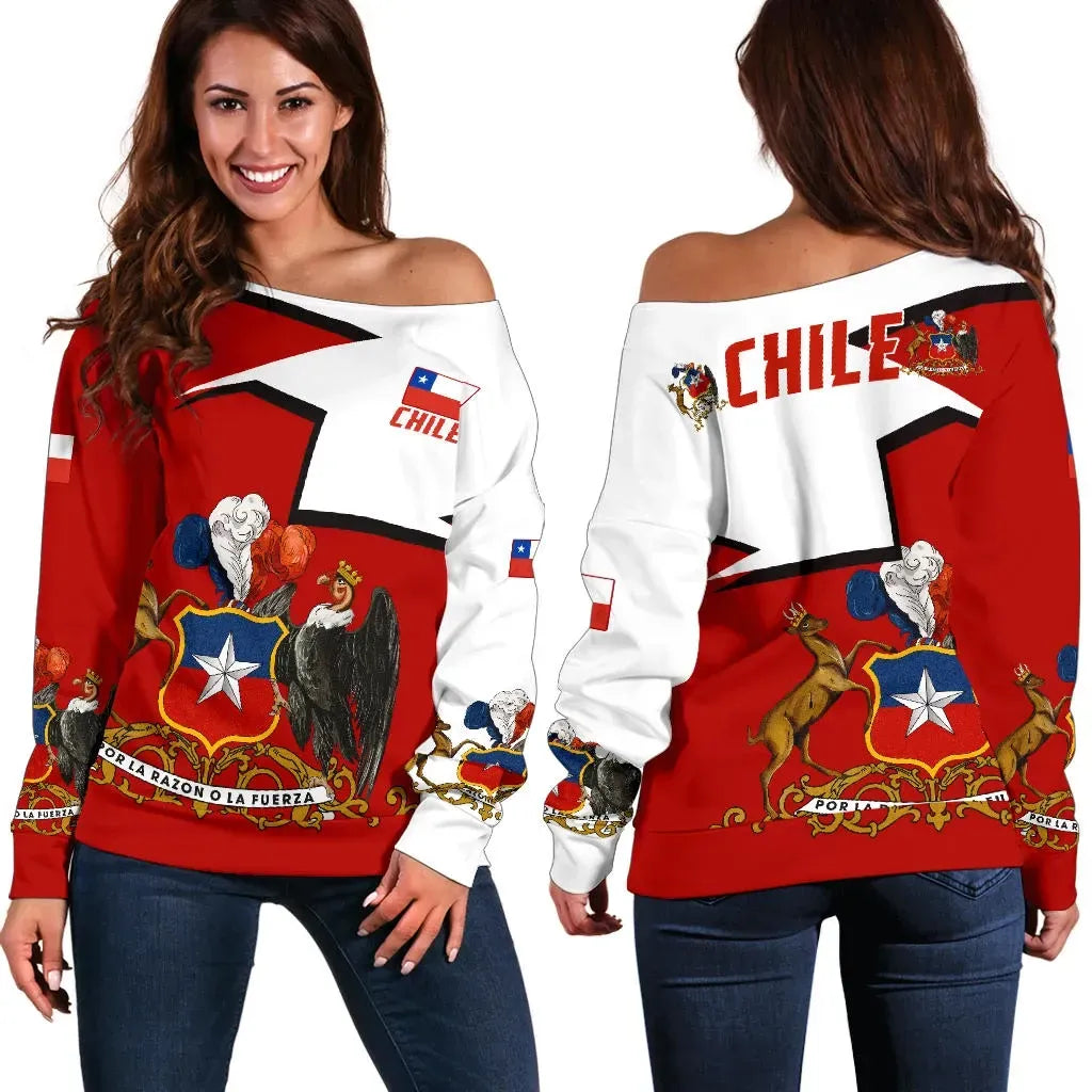 Chile Off Shoulder Sweater Special Coat of Arms