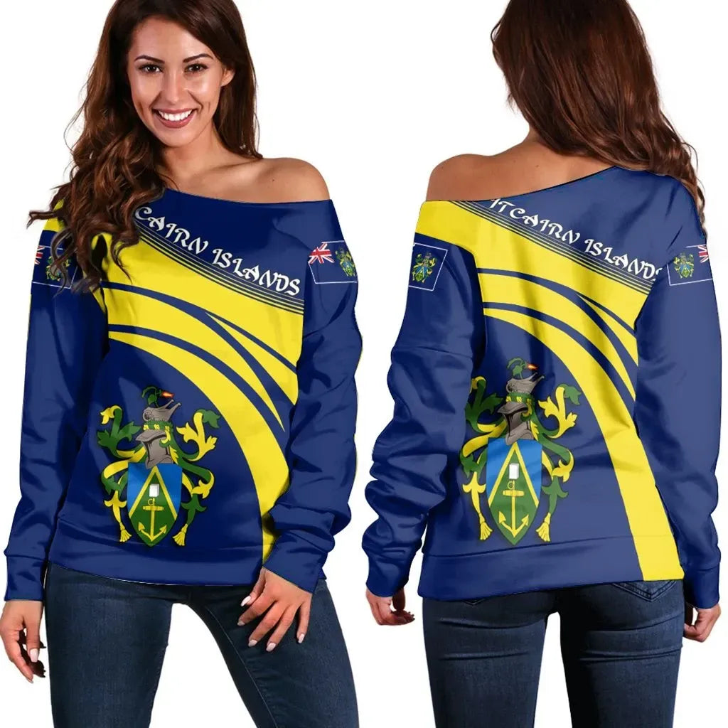 Pitcairn Islands Coat Of Arms Shoulder Sweater Cricket