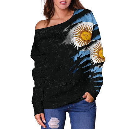 Argentina In Me Off Shoulder Sweater Special Grunge Style