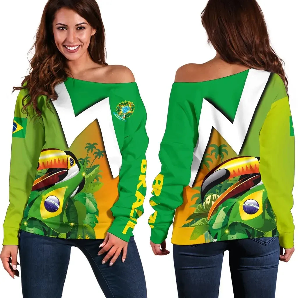 Brazil Women's Off Shoulder Sweater Toco Toucan