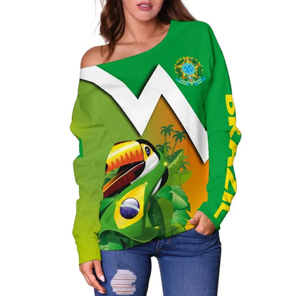 Brazil Women's Off Shoulder Sweater Toco Toucan