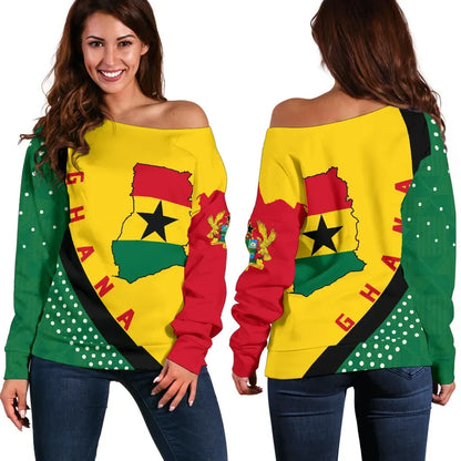 Ghana Map Generation Ii Off Shoulder Sweater