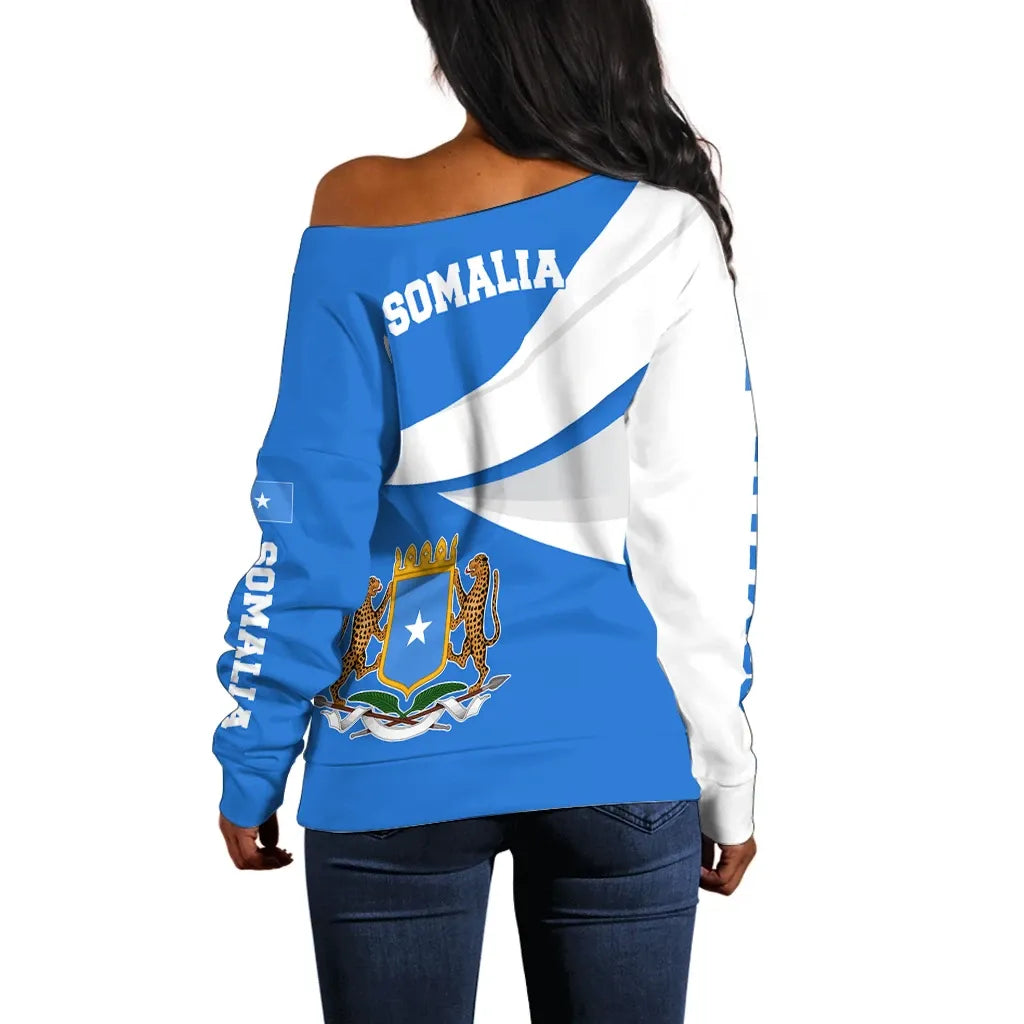 Somalia Off Shoulder Sweater Somalia Strong Flag Maps