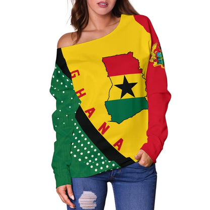 Ghana Map Generation Ii Off Shoulder Sweater