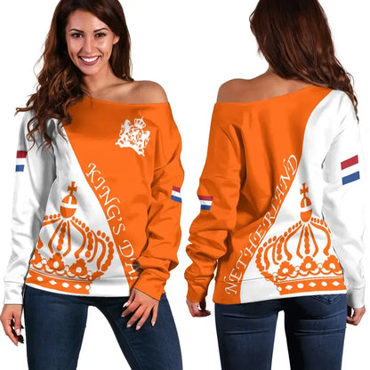Netherlands Off Shoulder Sweater King Day Crown