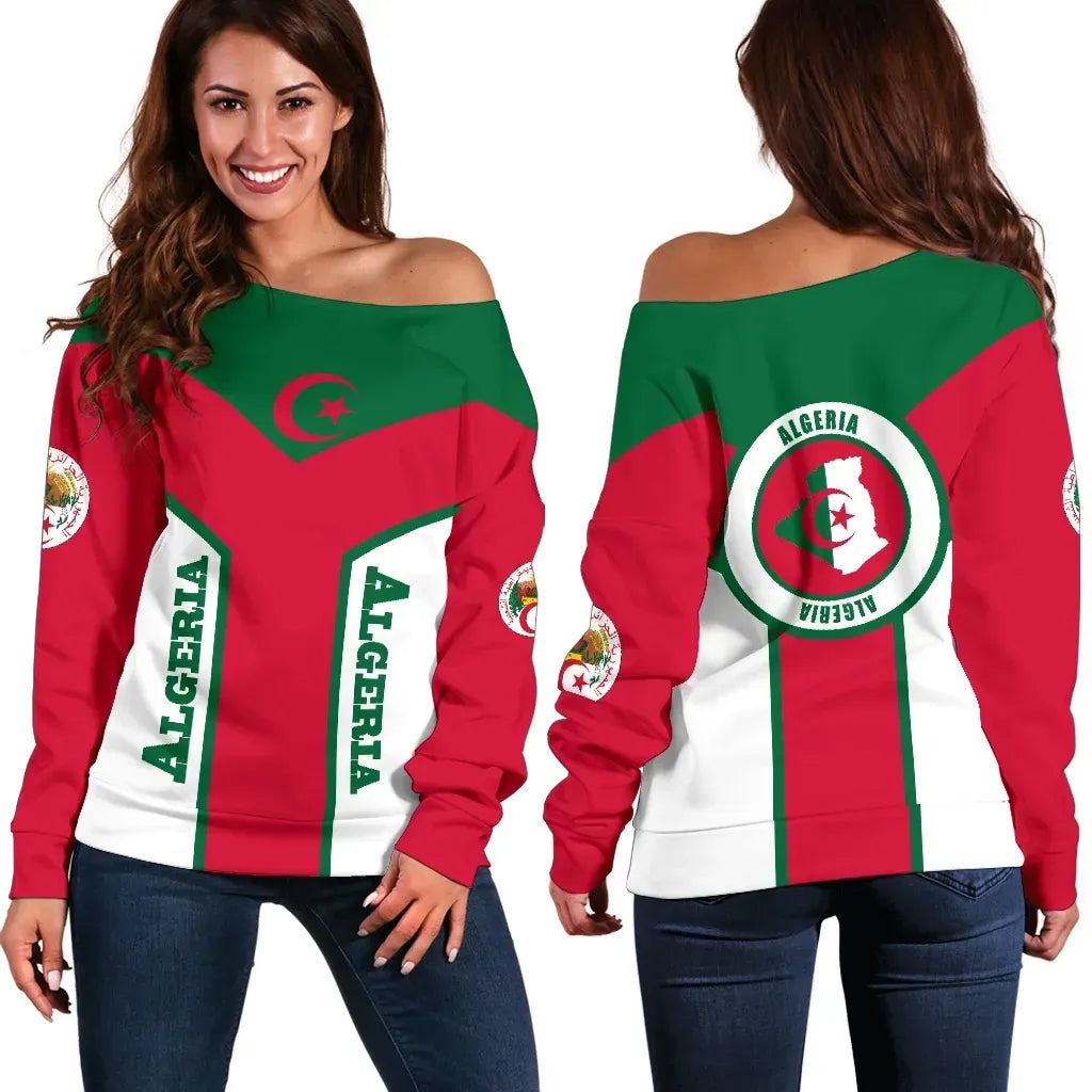 Algeria Off Shoulder Flag Rising Women