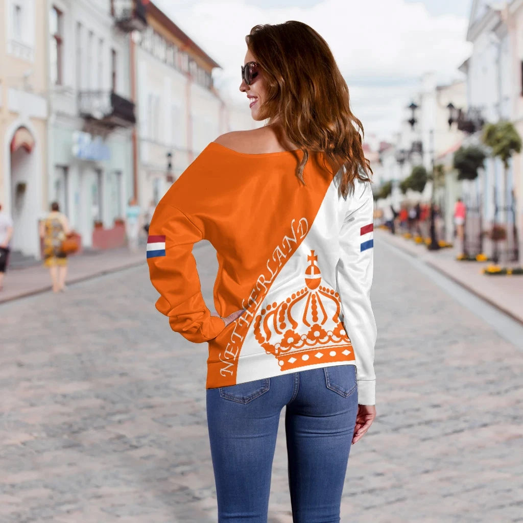 Netherlands Off Shoulder Sweater King Day Crown
