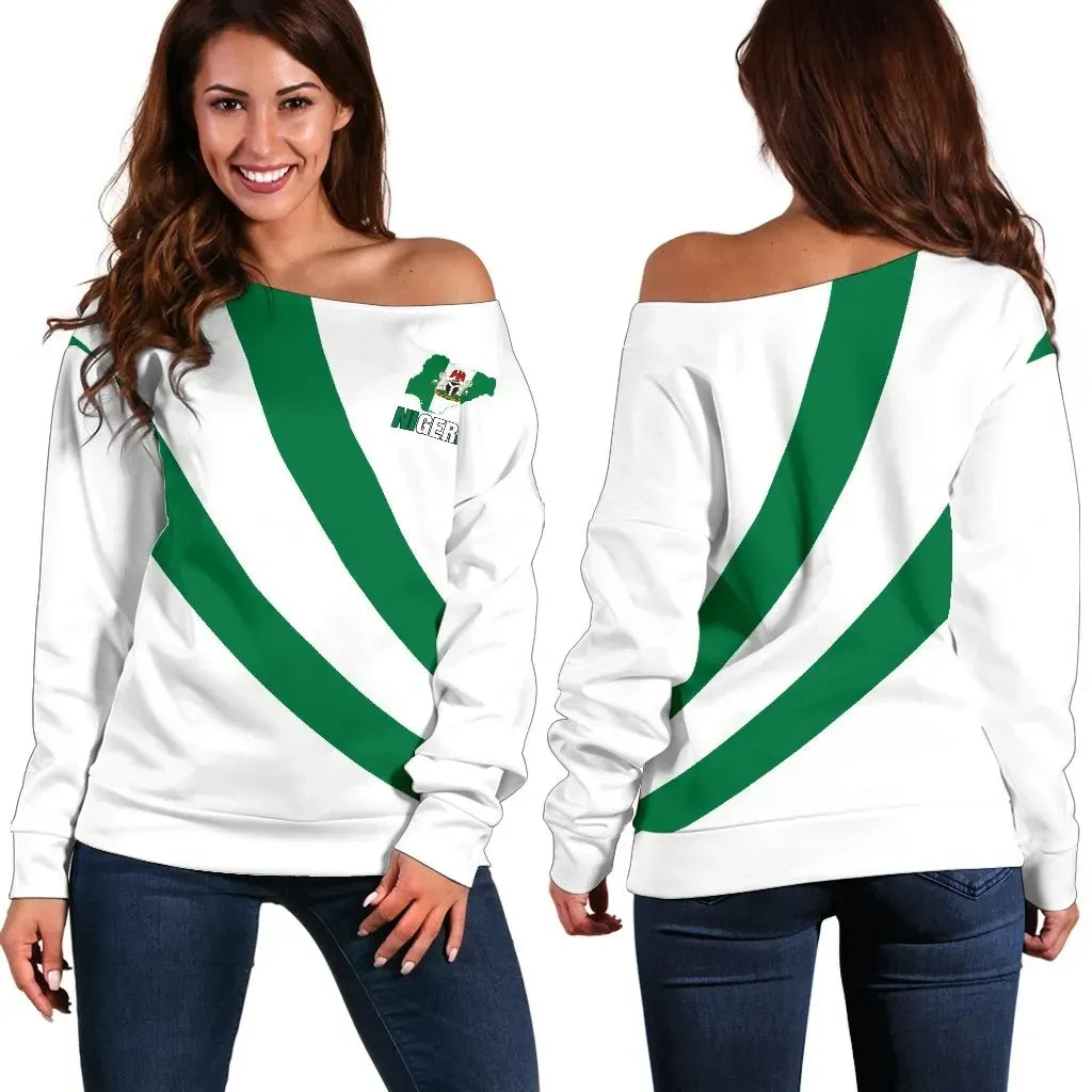Nigeria Special Flag Women's Off Shoulder Sweater