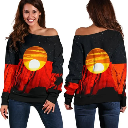 Rugby Life Australia Aboriginal Flag Off Shoulder Sweater Limited