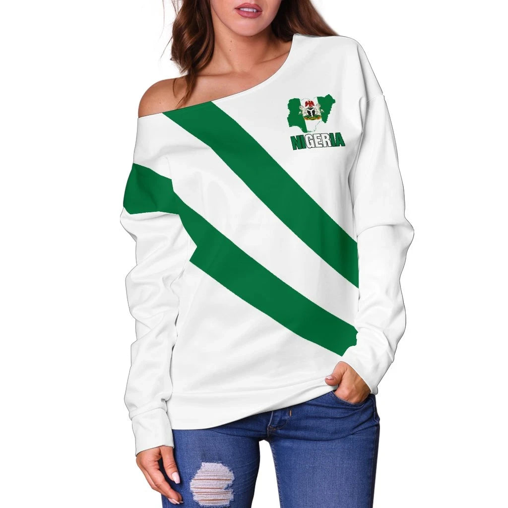 Nigeria Special Flag Women's Off Shoulder Sweater
