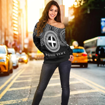 Cornwall Celtic Personalised Off Shoulder Sweater Legend of Cornwall