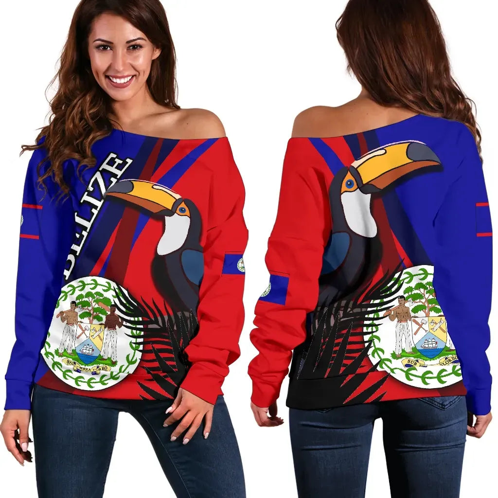 Belize Women's Off Shoulder Sweater Billed Toucan