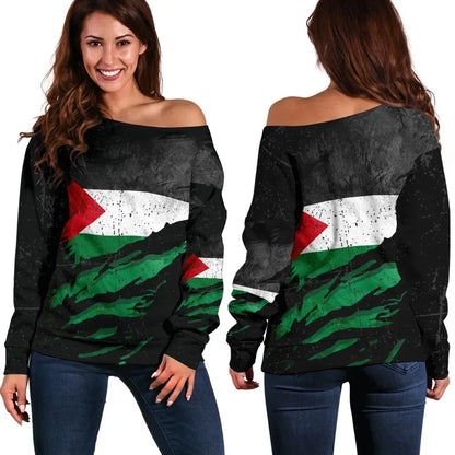 Palestine In Me Women's Off Shoulder Sweater Special Grunge Style