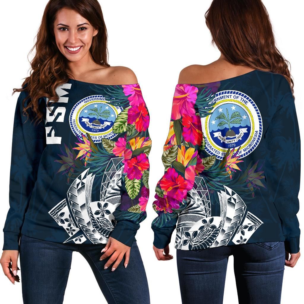Federated States Of Micronesia Women's Off Shoulder Sweater Summer Vibes