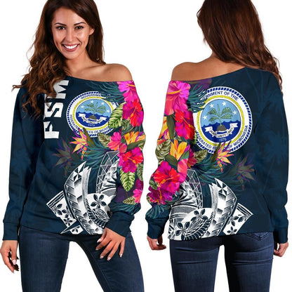 Federated States Of Micronesia Women's Off Shoulder Sweater Summer Vibes