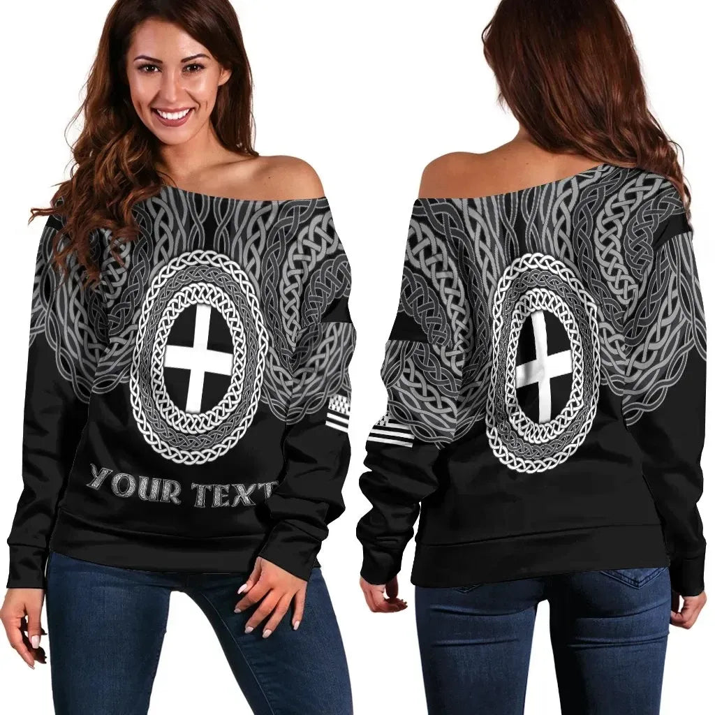 Cornwall Celtic Personalised Off Shoulder Sweater Legend of Cornwall