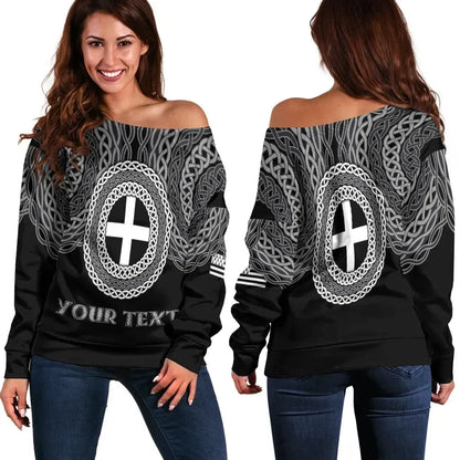 Cornwall Celtic Personalised Off Shoulder Sweater Legend of Cornwall