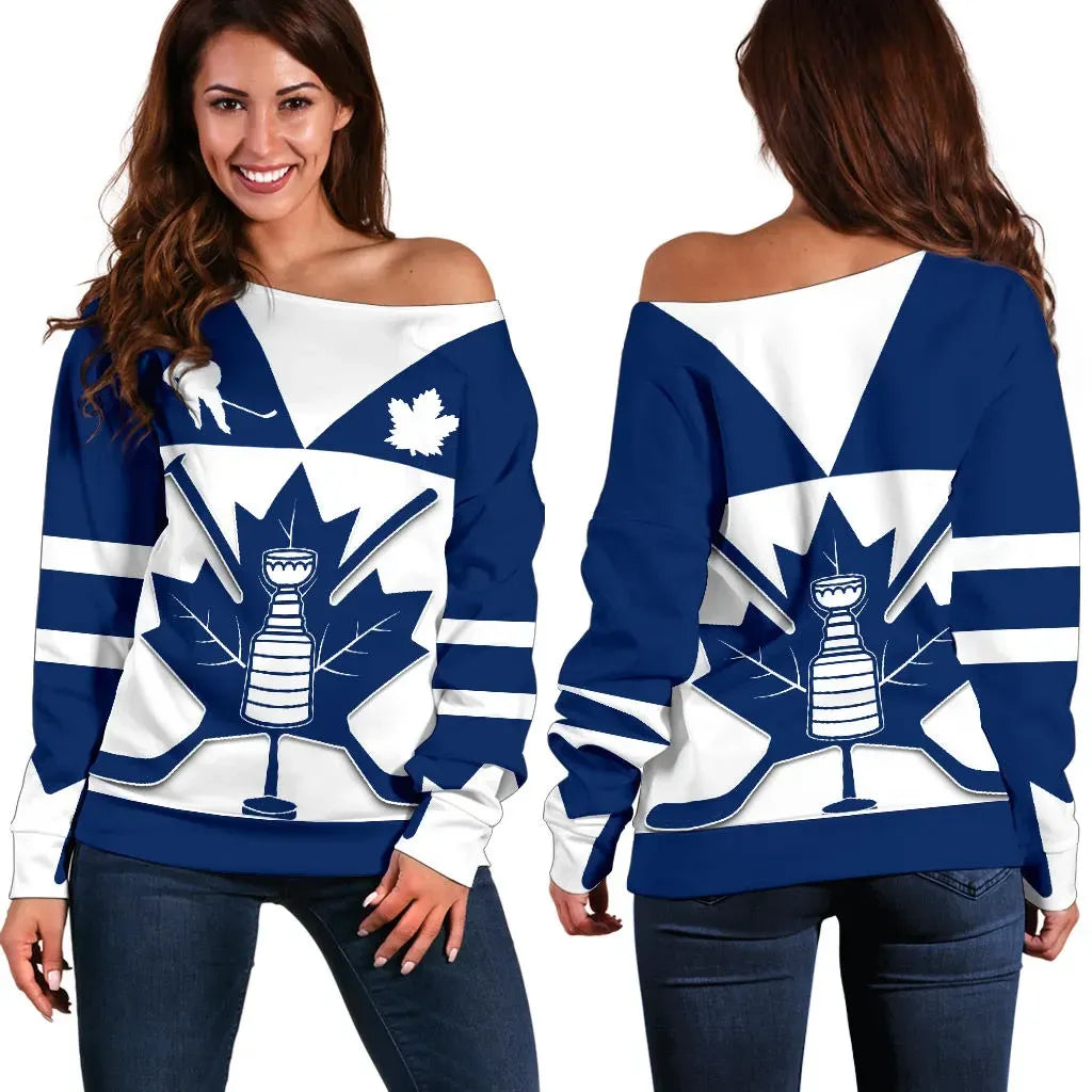 Canada Hockey Maple Leaf Champion Off Shoulder Sweater