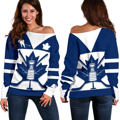 Canada Hockey Maple Leaf Champion Off Shoulder Sweater