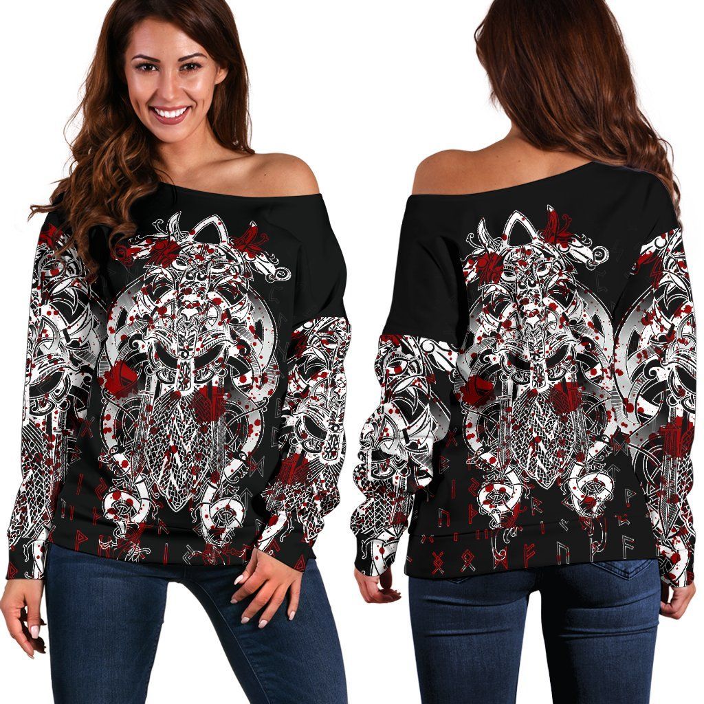 Fenrir & Tyr Tattoo Blood Women's Off Shoulder Sweater