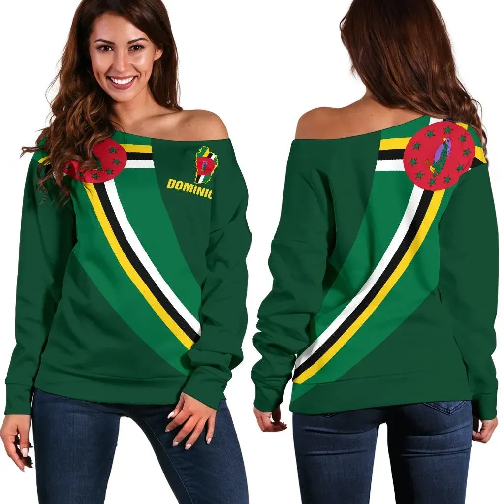 Dominica Women's Off Shoulder Special Flag