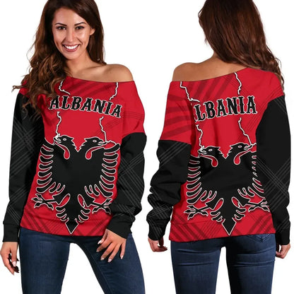 Albania Off Shoulder Sweater Special Map