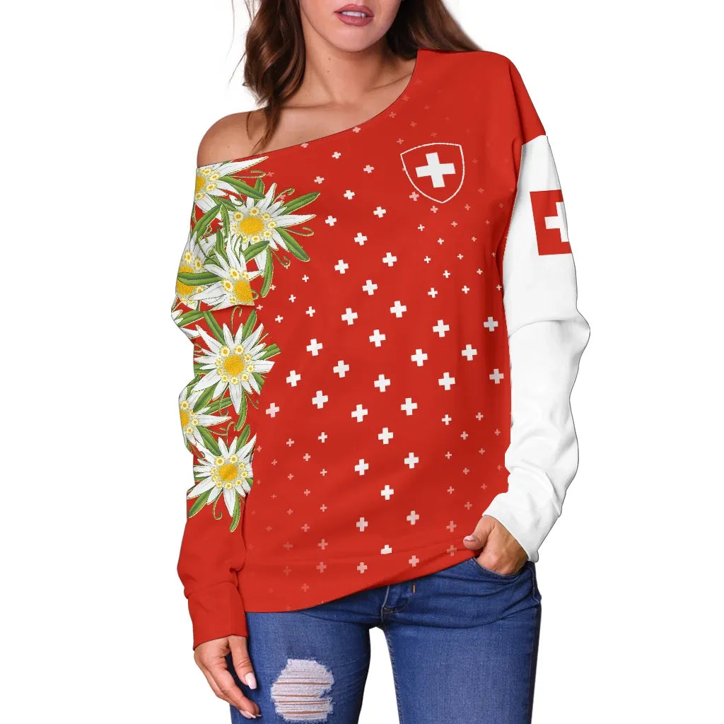 Switzerland Edelweiss Special Women's Off Shoulder Sweater