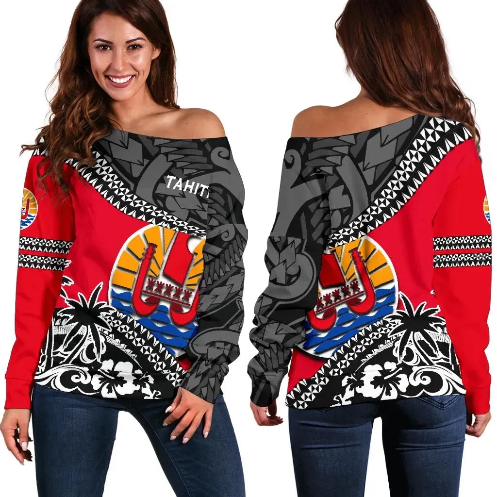 Tahiti Off Shoulder Sweater Fall In The Wave