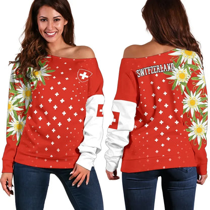 Switzerland Edelweiss Special Women's Off Shoulder Sweater