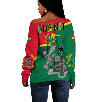 Ghana Coat Of Arms Women's Off Shoulder Sweater