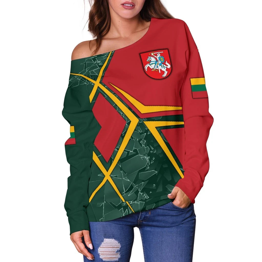 Lithuania Women's Off Shoulder Sweater Lithuania Legend