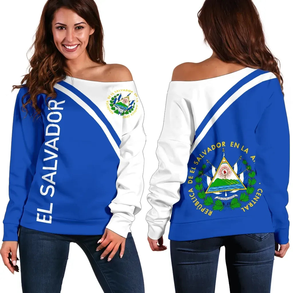 El Salvador Women's Off Shoulder Sweater Curve Version Bn11