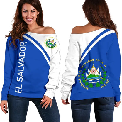 El Salvador Women's Off Shoulder Sweater Curve Version Bn11