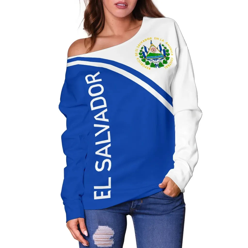 El Salvador Women's Off Shoulder Sweater Curve Version Bn11