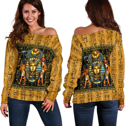 African Women's Off Shoulder Sweater Mysteries Of Ancient Egypt