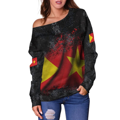Tigray Personalised Women's Off Shoulder Sweater National Flag Grunge Style